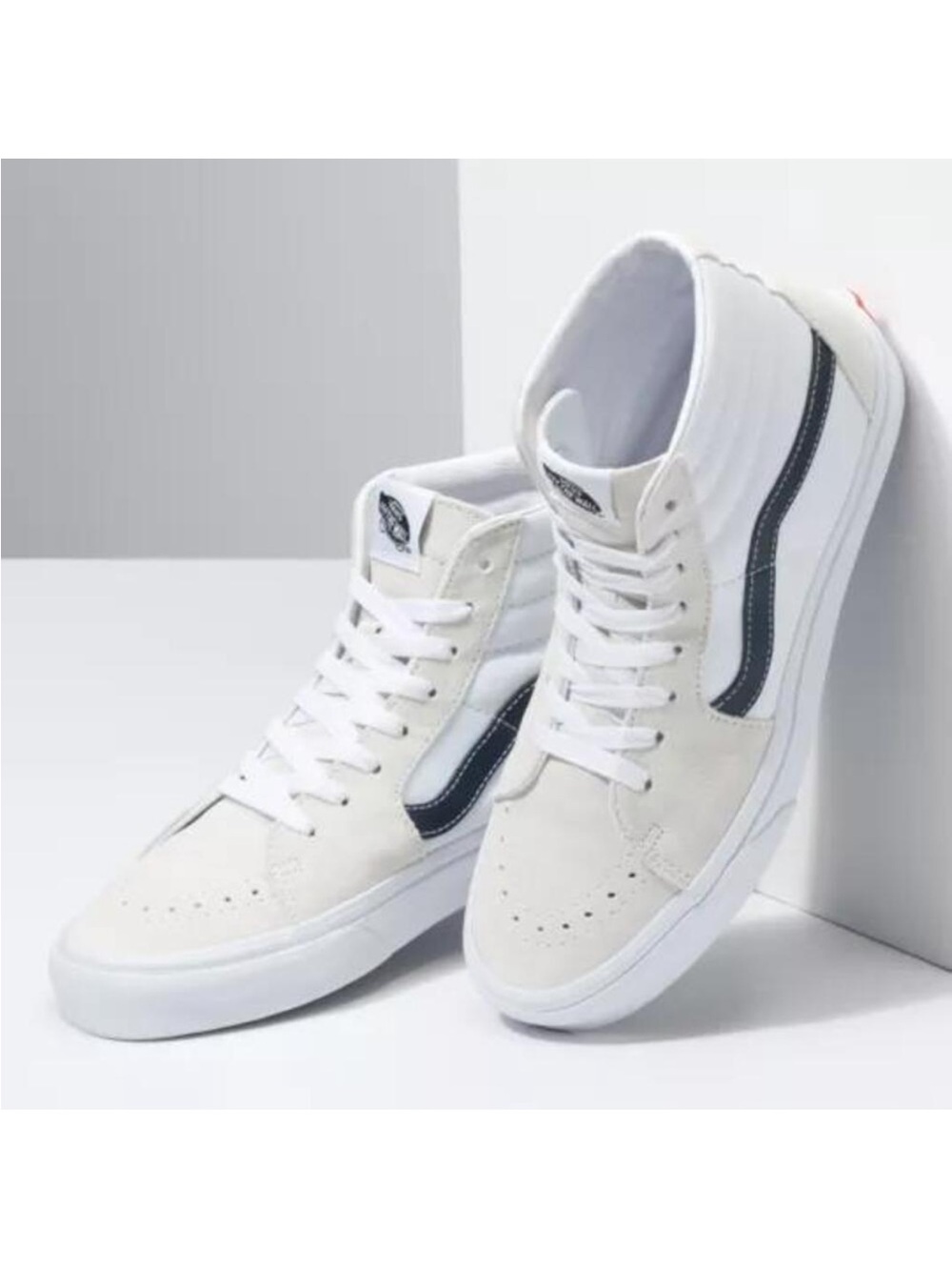 NWOT Vans Classic Sk8-Hi Dress Blue and White, Y6 or W7.5